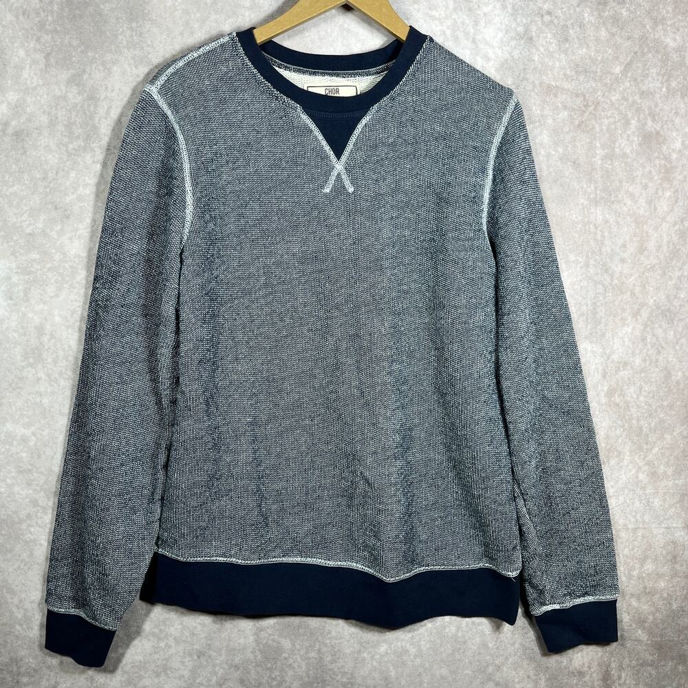 Chor Sweater Mens Large Blue Knit Long Sleeves Crew Neck Pullover Casual